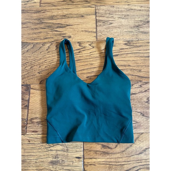 lululemon athletica Tops - Lululemon Align Tank Top Green Teal Nulu Built-in Bra Size 0 LW1DTWS